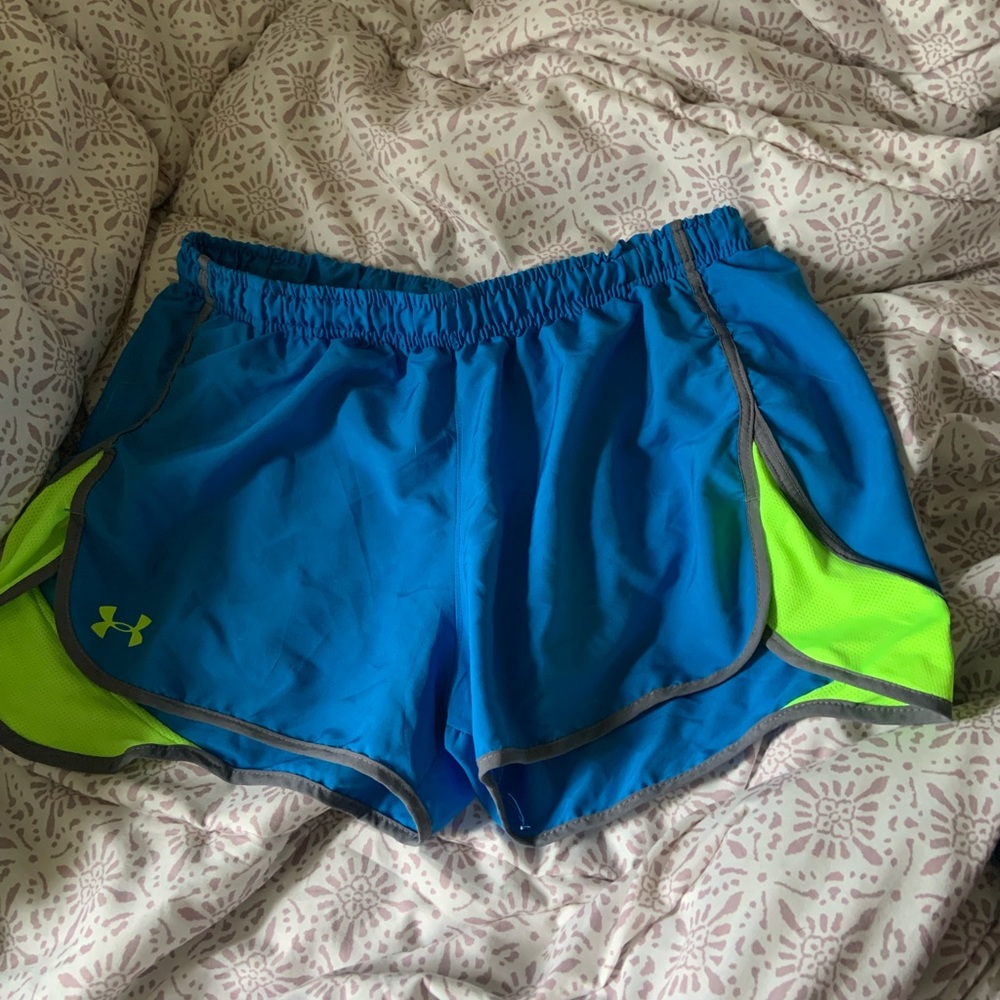 Sky blue and neon under armor shorts size: S